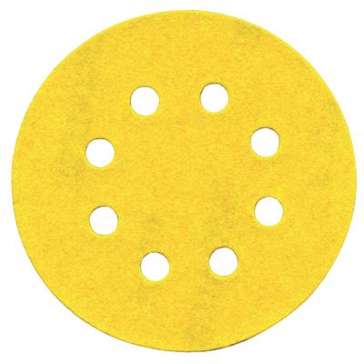 5 SCHIJF VELCRO KORUND GEEL Ø125mm 8 GAT Gr 120