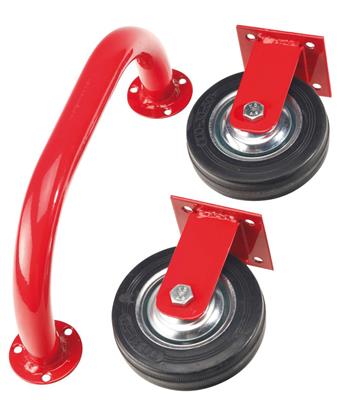 set wielen + handgreep voor monteurtafel
